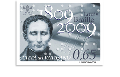 Francobollo per il bicentenario della nascita di Louis Braille per lo Stato del Vaticano